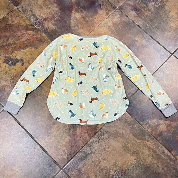 Cuddl Duds Honeycomb Fleece Pajama Top & Pajama Joggers Set Mint Dogs XS - Picture 14 of 14